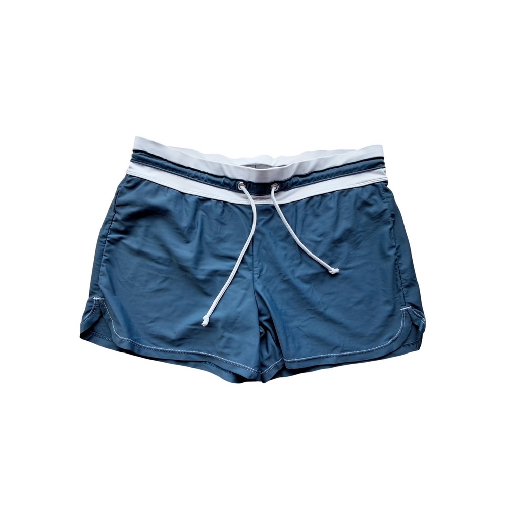 Free Country Womens XL Slate Blue White Swim Shorts Board Shorts Built-in Liner
